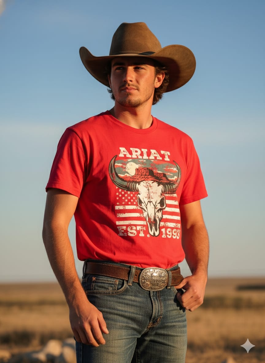 Playera Cráneo Bandera Manga Corta para caballero