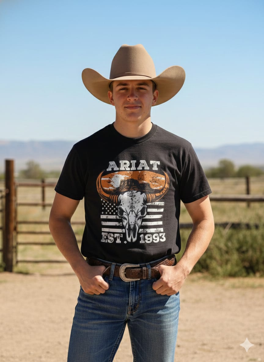 Playera Cráneo Bandera Manga Corta para caballero