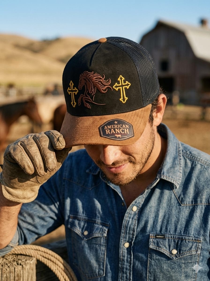 Gorra vaquera caballo cruces