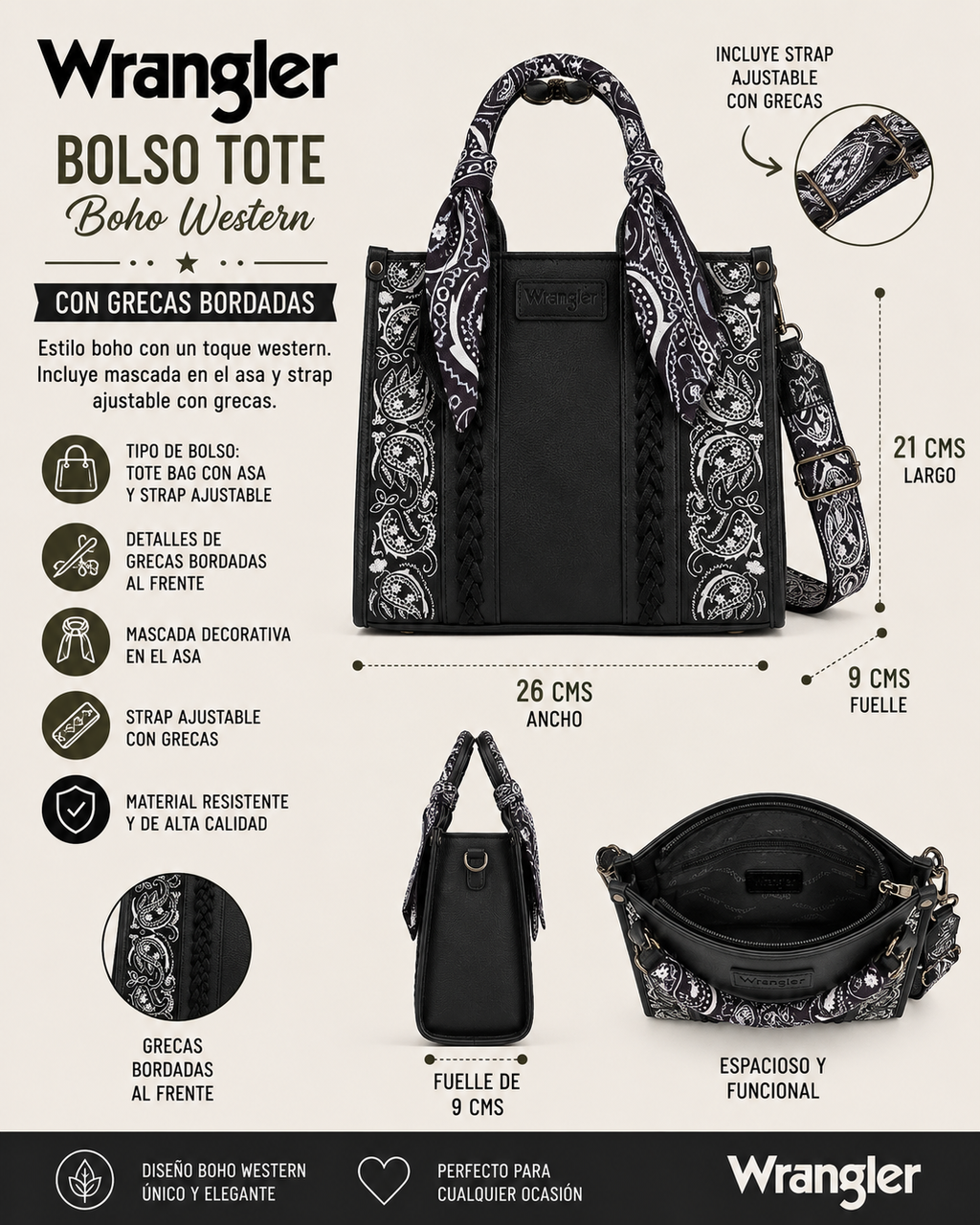 Bolso Wrangler tote bordado