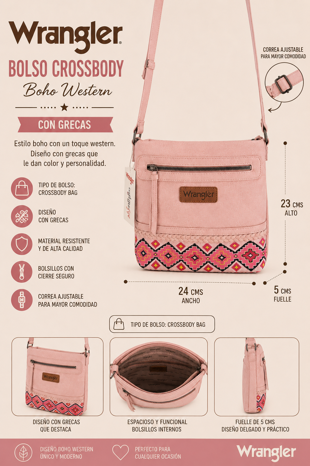 Crossbody Wrangler de Gamuza