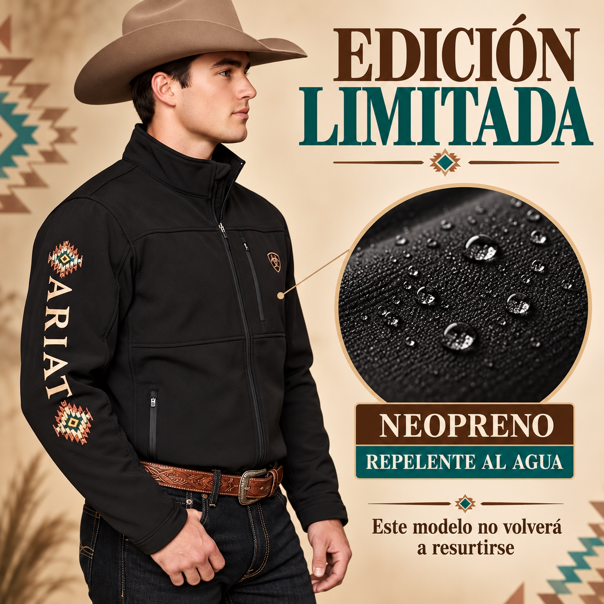 Chamarra Ariat Bordado Geométrico para Caballero