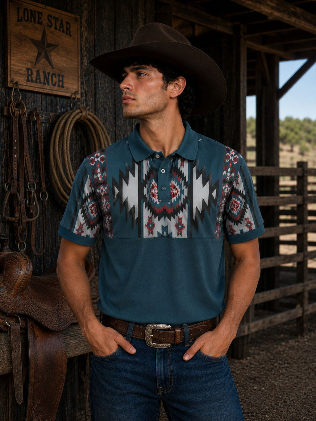Paquete playera vaquera cuello polo caballero