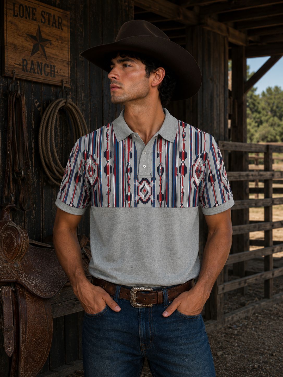 Paquete playera vaquera cuello polo caballero