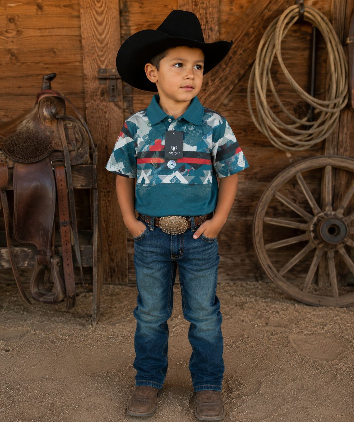 Paquete playera vaquera cuello polo niño.