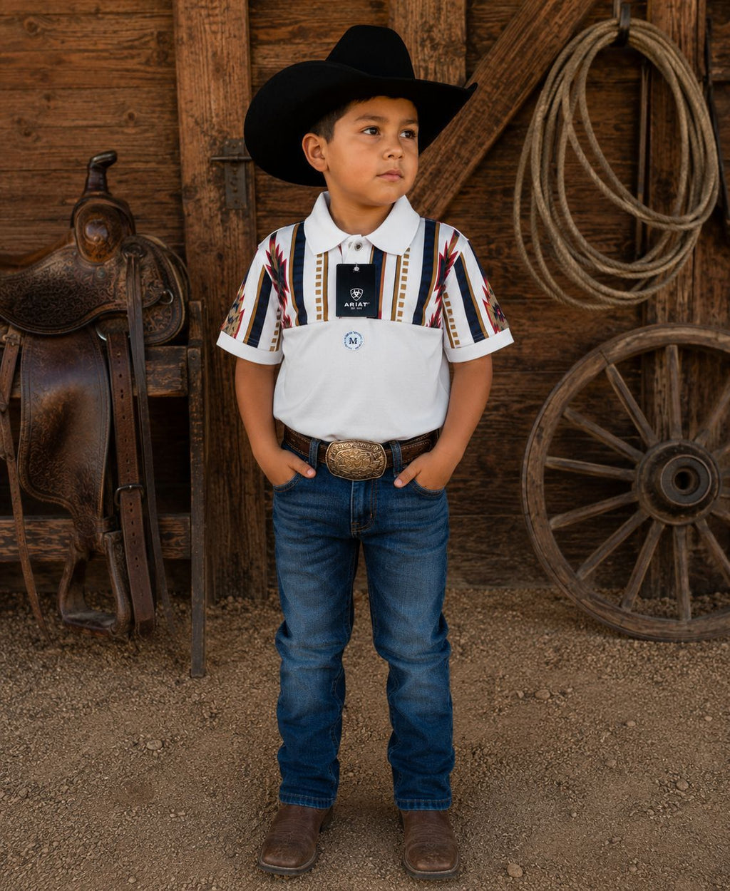 Paquete playera vaquera cuello polo niño.