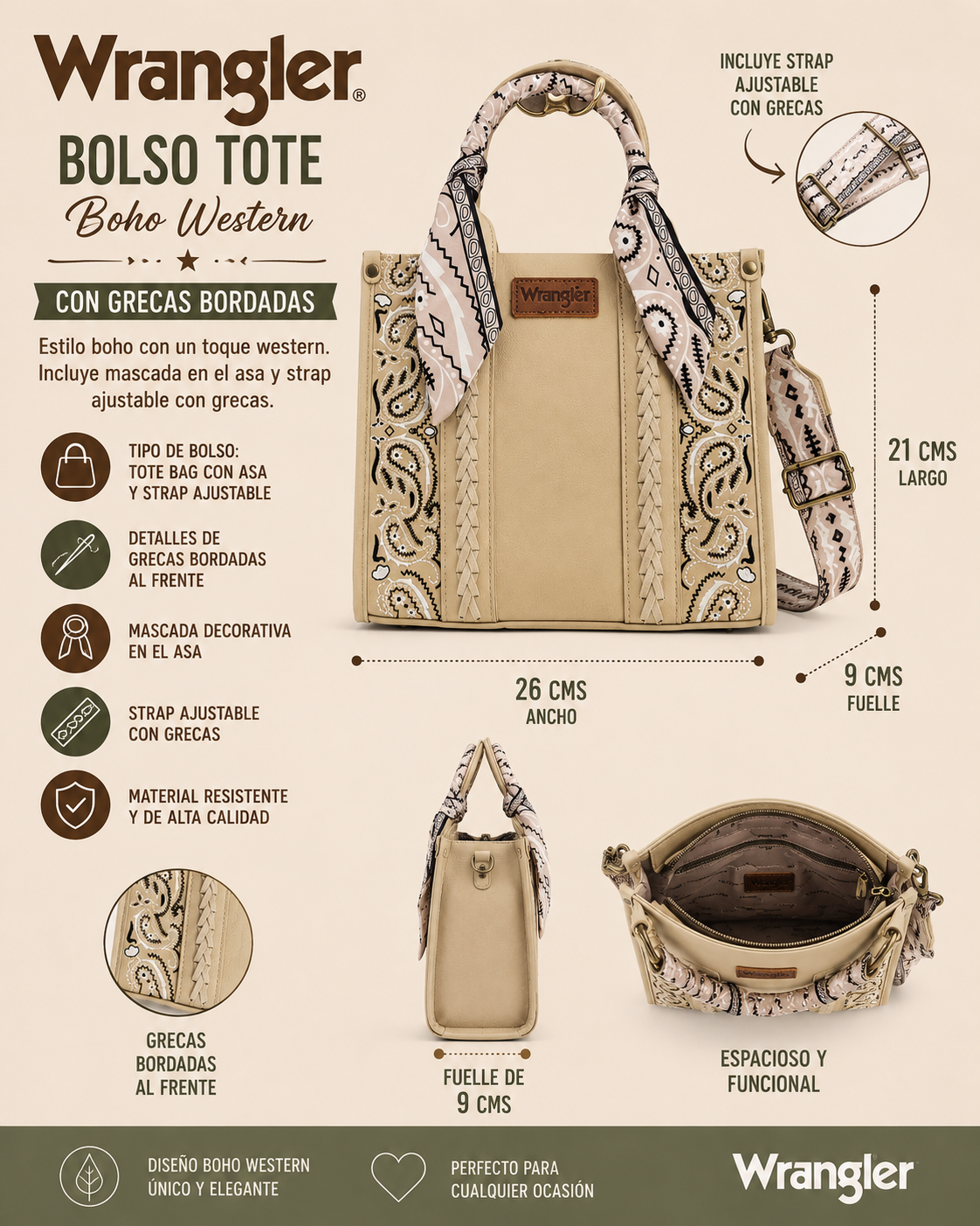 Bolso Wrangler tote bordado