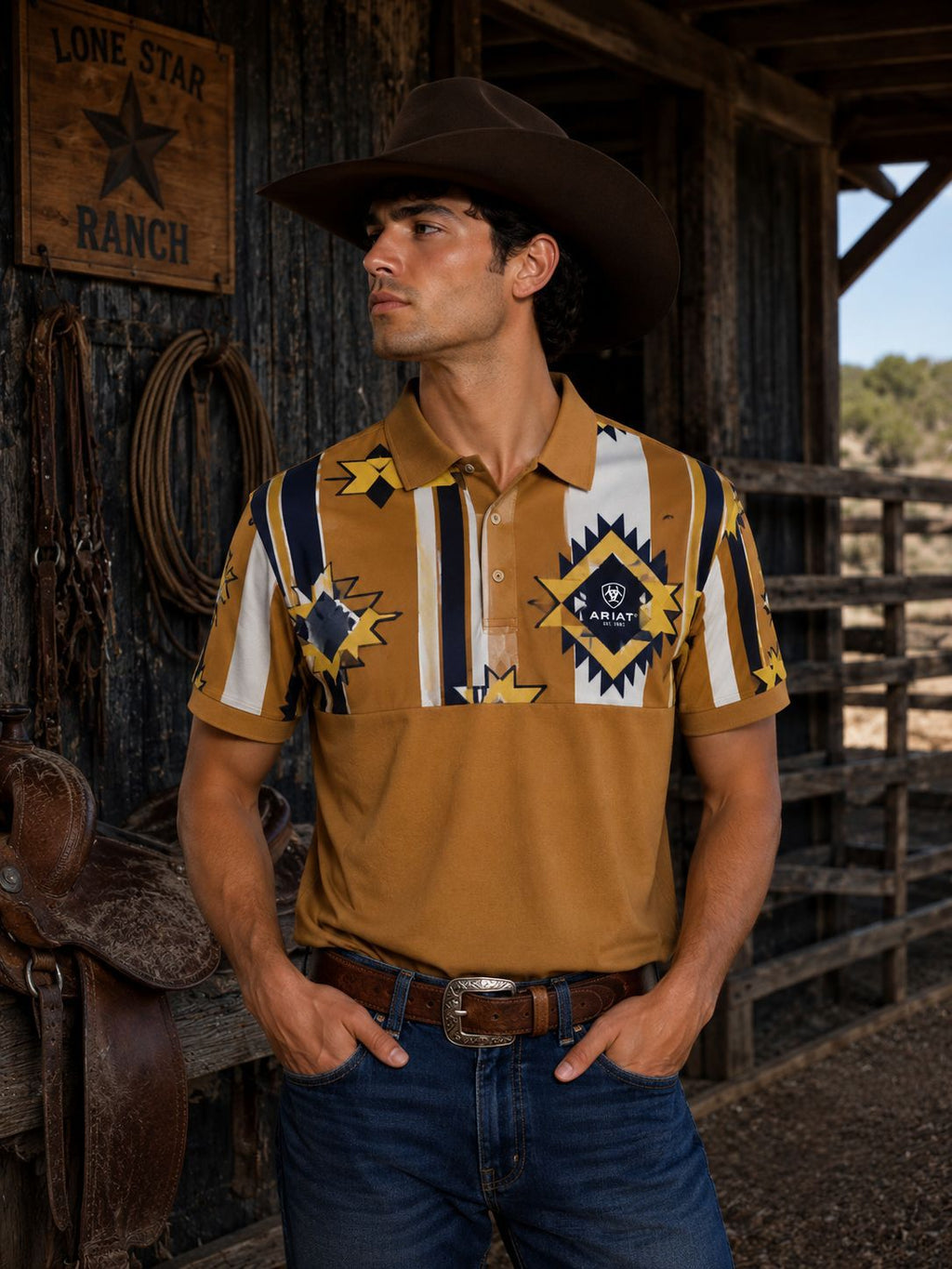 Paquete playera vaquera cuello polo caballero