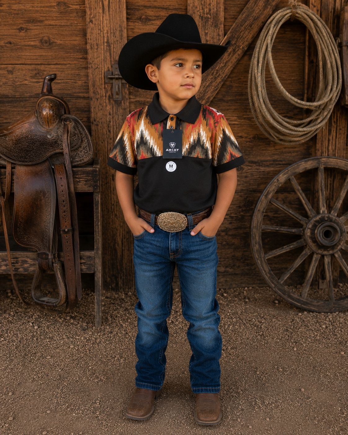 Paquete playera vaquera cuello polo niño.