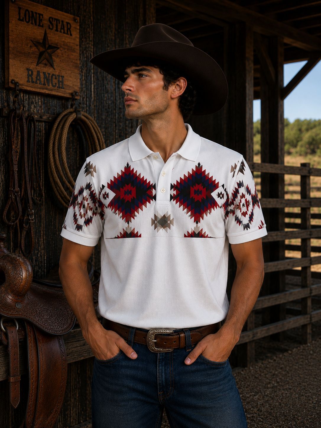 Paquete playera vaquera cuello polo caballero