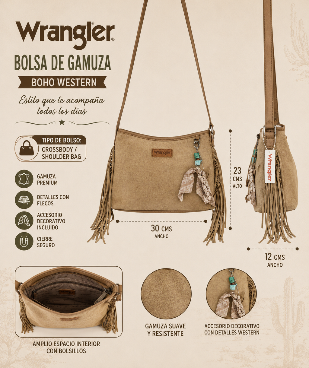 Crossbody Wrangler de Gamuza